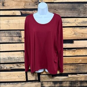 AnyBody Plush Knit Round Neck Top In Red Women’s Size Large